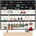 thumbnail image 5 of Earring Organizer, Earring Holder Organizer Stand, Earring Rack, Earrings Display Rack 144 Holes Jewelry Holder Tower with Wooden Tray for Earrings Rings, 5 of 6