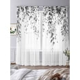 thumbnail image 3 of Grey Eucalyptus Sheer Curtains 84 Inch Length 2 Panels Set, Weeping Botanical Leaf Watercolor Voile Window Treatment Rod Pocket Curtains Sheers Drapes for Bedroom/Living Room/Kitchen 52"x84"x2, 3 of 7
