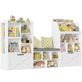 thumbnail image 6 of Homfa Kids Bookcase with Reading Nook, 75" W Kids Toy Storage Organizer with 2 Drawers, Kid Bench for Playroom Kids Room Living Room, White, 6 of 7