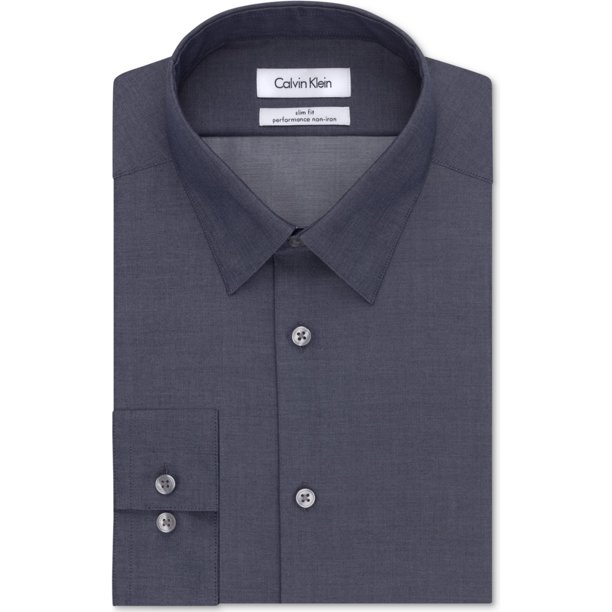 Calvin Klein Camisa de vestir con botones en espiga para hombre smokeyblue 19