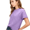 thumbnail image 4 of Womens Tops Dressy Casual Women's Knit Top Ribbed Slim Short Sleeved Shirt Round Neck Casual Summer Fashion Bottoming Shirt, 4 of 6