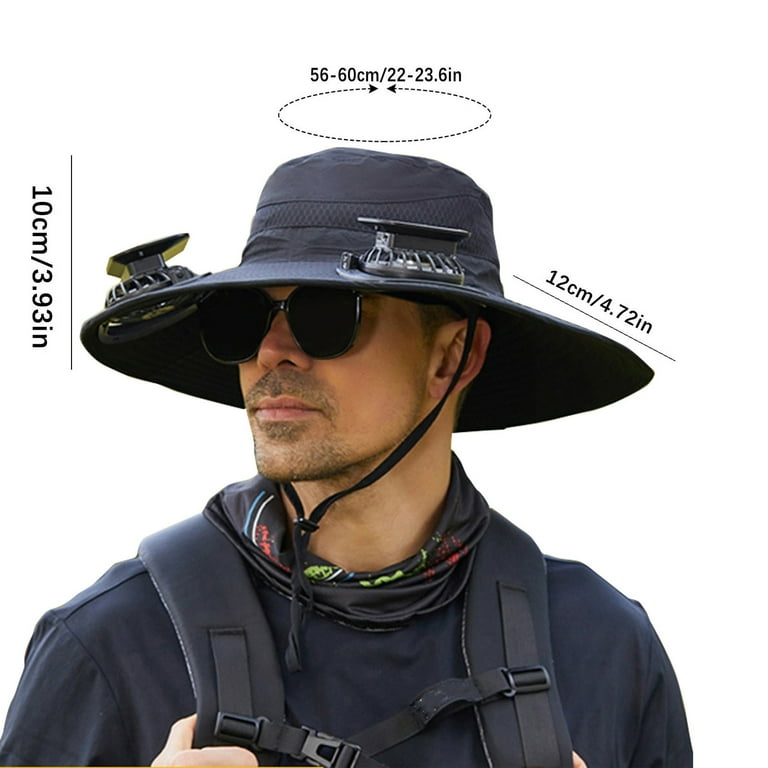 Clearance! Under$5 Outdoor Wide Brim Sun Hat with Solar Fan Sun