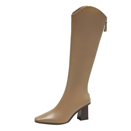 

NECHOLOGY Knee High Rain Boots for Women Fashion Autumn Women Knee High Boots Thick Heel Knee High Boots for Women Sexy Khaki 8.5
