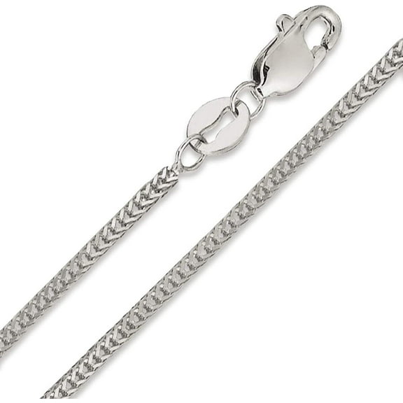 14K White Gold 1mm Foxtail Pendant Chain, FREE Microfiber Cloth, Square Box Link Mens Womens Necklace, Giorgio Bergamo 16
