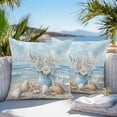 thumbnail image 4 of Summer Beach Outdoor Pillow Covers Pack of 2 Flower Vase Coastal Starfish Seashell Waterproof Throw Pillow Covers Decorative Cushion Cases for Patio Garden Tent Balcony Couch 24x24 inch, 4 of 8