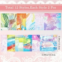 24 Sheets 12Styles Patterned Scrapbook Paper Pad 5.98x5.98inch Painting Decorative Decoupage Paper Journaling Background Supplies for Planners Card Making Photo Album Origami