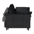 thumbnail image 6 of 3 in 1 Sleeper Sofa Couch Bed,Velvet Convertible Futon Sofa Bed with Pull Out Bed and Adjustable Backrest,Lounge Chaise Armchair Sofa for Living Room Bedroom Apartment,Black, 6 of 7