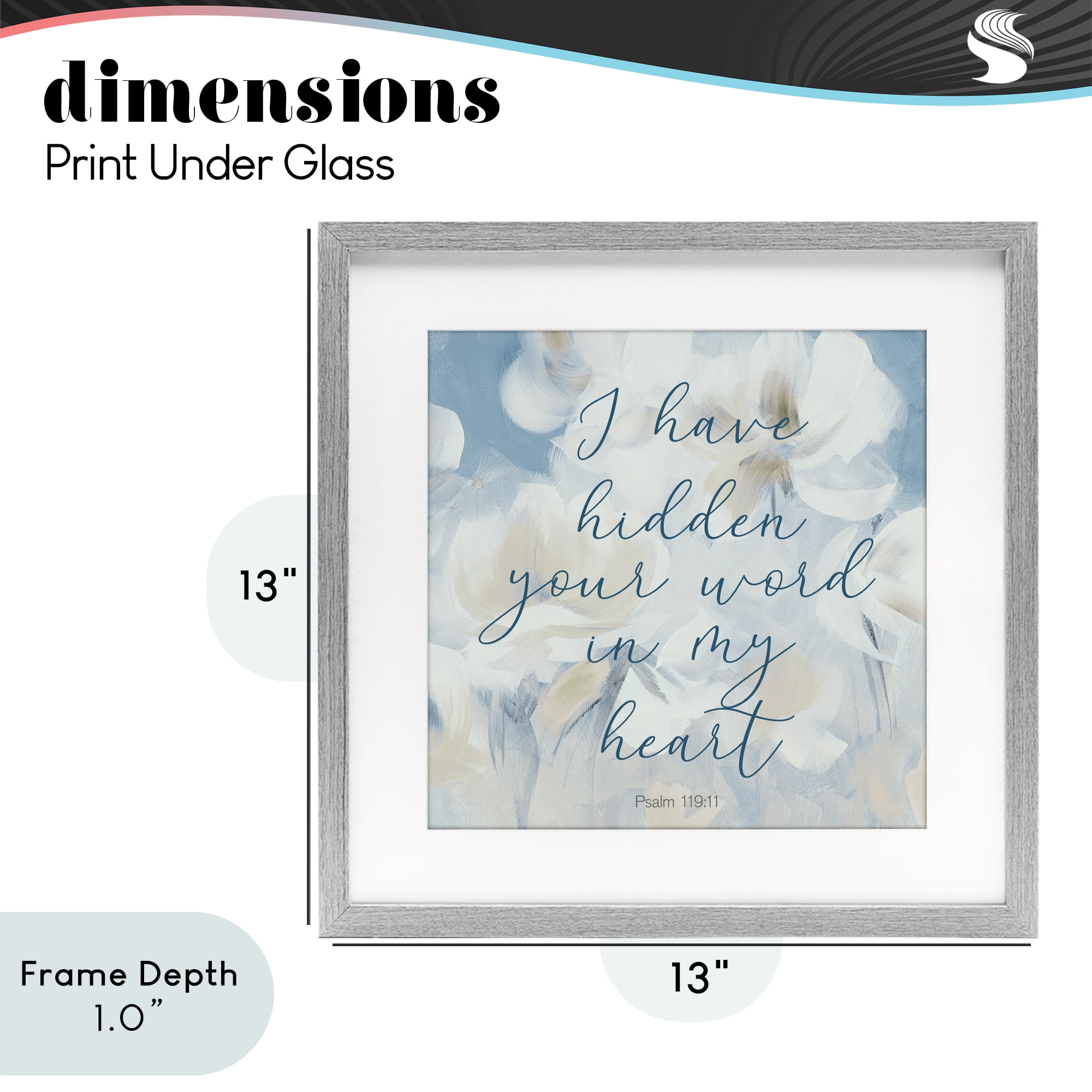 Stupell Industries Hidden Your Word In My Heart Gray Framed Print Under Glass, design by Lanie Loreth