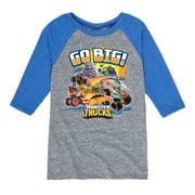 Hot Wheels - Go Big Monster Trucks - Toddler And Youth Raglan Graphic T-Shirt