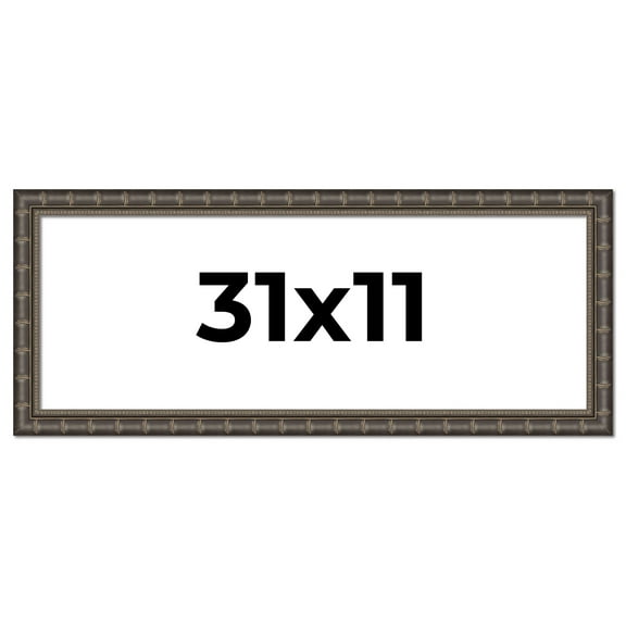 31x11 Frame Black Bamboo Solid Wood Picture Frame Width 1.5 Inches | Interior Frame Depth 0.5