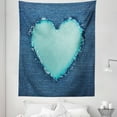 thumbnail image 1 of Navy and Teal Tapestry, Ripped Themed Image Heart Shapes Lover Romance Valentines Day, Fabric Wall Hanging Decor for Bedroom Living Room Dorm, 5 Sizes, Navy Blue and Seafoam, by Ambesonne, 1 of 1