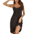thumbnail image 2 of jobturf Nightgowns for Women Spaghetti Strap Sleeveless Sleepshirts Lace Soft Loungewear Comfy Breathable Nightshirts, 2 of 3