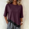 thumbnail image 7 of Asymmetrical Tunic Blouse for Women Summer Oversized Lace Trim T Shirts 2026 Casual Half Sleeve Hem Tops Loose Crewneck Purple XL, 7 of 7