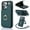 Green, variant on Compatible with iPhone 16 Plus Wallet Case with Card Holder, 360° Rotation Finger Ring Holder Kickstand Protective PU Leather Shoulder Strap Flip Case Cover for iPhone 16 Plus - Black