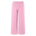thumbnail image 2 of OGLCCG Cotton Linen Pants for Girls Teens Summer Casual Straight Leg Boho Pants Elastic Waist Beach Trousers with Pockets 4-15 Years, 2 of 6
