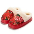 thumbnail image 4 of Red Ladies Fashionable Winter Soft Thick Bottom Big Flower Indoor Home Shoes With Warm Couple Mop And Cozy Comfort, 4 of 9