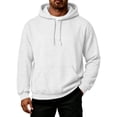 thumbnail image 2 of UDAUDU Men's Pullover Hoodie Soft Fleece Long Sleeve Sweatshirt With Kangaroo Pocket Adjustable Drawstring Hood for Daily Casual Wear White 3XL, 2 of 5