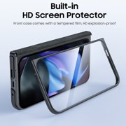 Oupeigar for Google Pixel 9 Pro Fold Case,[with Magnetic,Screen Protector&Hinge Protector]Full Body Shockproof Leather Case-Black Gray
