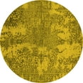 thumbnail image 1 of Ahgly Company Machine Washable Indoor Round Oriental Yellow Industrial Area Rugs, 5' Round, 1 of 4