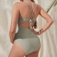 thumbnail image 5 of NIEWTR Maternity Swimsuit One Piece Ruffle Pregnancy Bathing Suit Spaghetti Straps Swimwear(Green,L), 5 of 9