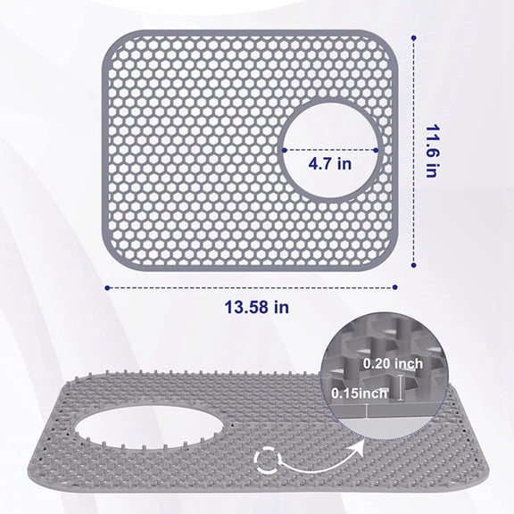 Silicone Sink Mat, 2 Pack Sink Protectors for Kitchen Sink with Rear Drain, Folding Non-Slip Heat Sink Mat