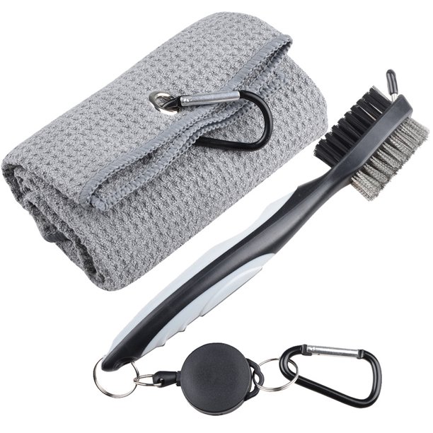 Toalla De Pelota De Golf Cubierta de pelota de golf con kits de cepillo Toalla de limpieza de palos de golf Accesorios deportivos (gris) Ehuebsd Para Estrenar