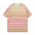 thumbnail image 5 of Women Home Casual Striped Pattern Round Neck Short Sleeved Pullover Color Block T Shirt Top, 5 of 5