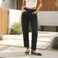 thumbnail image 2 of Ticikt Women’s Washed Barrel Jeans, Loose Wide Leg Curved Denim Pants with Pockets,Black, 2 of 4