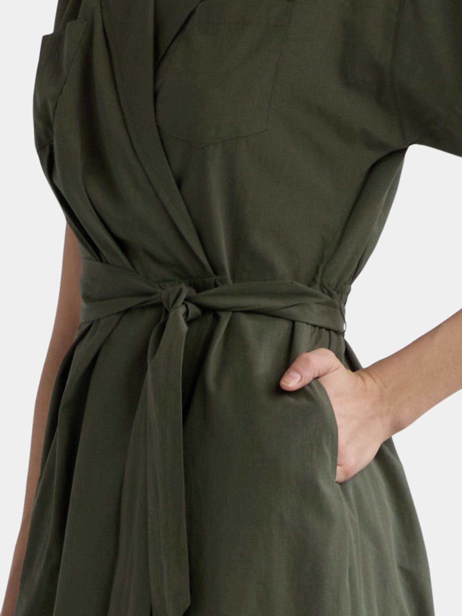 Time and Tru Women's and Women's Plus Wrap Shirt Dress, Sizes XS-4X