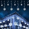 thumbnail image 3 of Cortina de luces navideñas con forma de copo de nieve, cadena de luces LED con cascada para decoración de exteriores, 5 m de caída, para fiestas en el jardín y vacaciones, 3 of 5