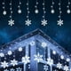 thumbnail image 3 of Cortina de luces navideñas con forma de copo de nieve, cadena de luces LED con cascada para decoración de exteriores, 5 m de caída, para fiestas en el jardín y vacaciones, 3 of 5
