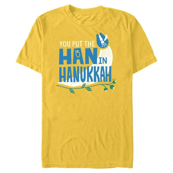 Star Wars You Put the Han in Hanukkah Millennium Falcon - Short Sleeve Blended T-Shirt for Adults - Customized-Yellow