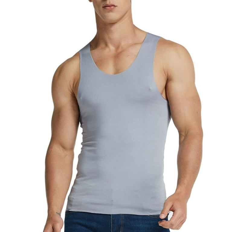 Grey Tank Top Men's Ice Silk Vest Fitness Narrow Shoulder Running