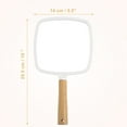 thumbnail image 4 of Unique Bargains Portable Square Wood Handle Vanity Makeup Mirror Handheld Cosmetic Mirror White, 4 of 7