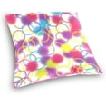 thumbnail image 3 of Colorful Circles Velvet Plush Throw Pillow Cushion Case Cover - 20" x 20" - Invisible Zipper Home Decor Floral for Couch Sofa No Pillow Insert, 3 of 5