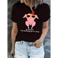 thumbnail image 1 of Camisetas de manga corta con estampado para niñas y niñas, de algodón, cómodas para uso diario, playera simple de veranoCreative Glasses Turkey Pattern Printed Women'S Fashionable Round Neck Short S, 1 of 7