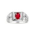 thumbnail image 1 of RYLOS Men's Rings Sterling Silver Rings Designer Weave Band 7X5MM Oval Gemstone & Diamond Ring Ruby July Birthstone Rings For Men Size 9, 1 of 7