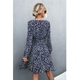 thumbnail image 7 of Women's Printed V Neck Tie Belt Ruffle Hem Mini Dress 95% polyester 5% spandex Fabric Casual Everyday Wear, 7 of 7