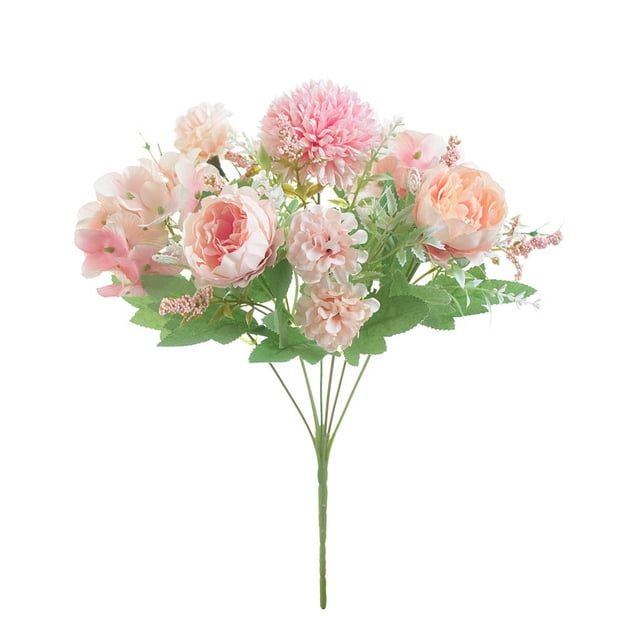 Flor de peonía artificial Oficina en casa Ramo floral Decoración Fiesta Tela de seda Peonía falsa, Rosa claro, 7 cabezas Inevent HA6619-01B