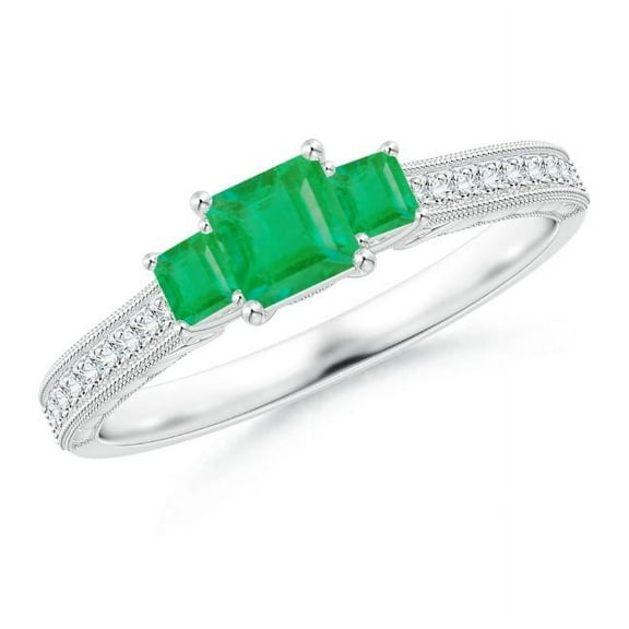 Square Shape Green Emerald CZ Diamond Band Ring Women 925 Sterling Silver May Birthstone Wedding Anniversary Gift Gemstone Jewelry