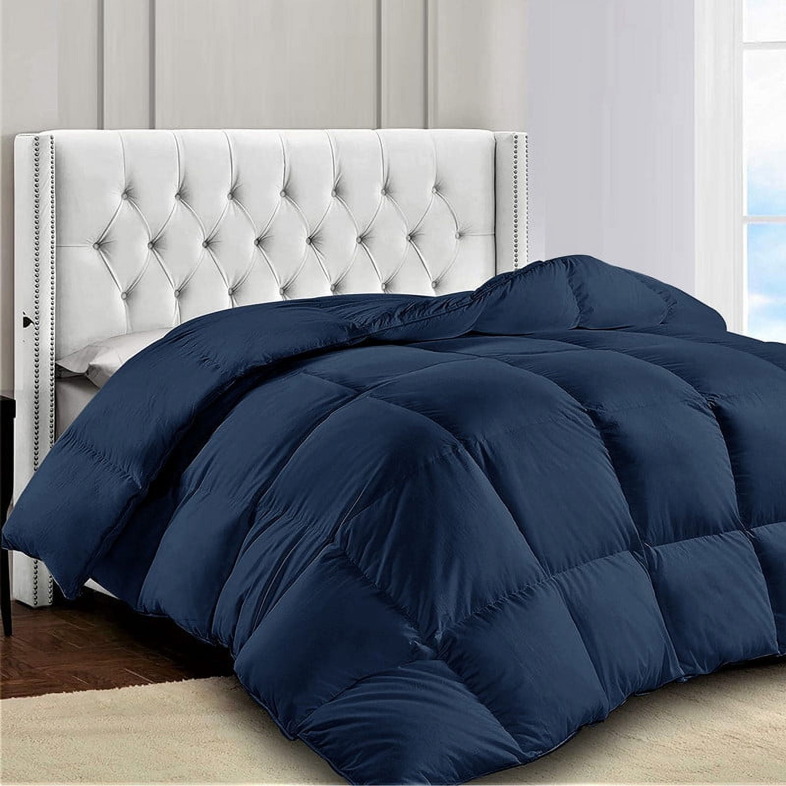Lux Decor Collection King Comforter Duvet Insert - Box Stitched Down Alternative Single Comforter - Quilted Comforter with Corner Tabs (King, Navy Blue)