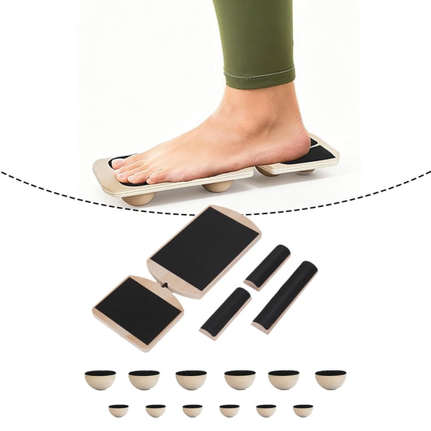 Planche D’équilibre Pour Cheville – En Bois – 30x11x3 Cm – Exercice à Une Jambe – Améliore Posture, Force Et Flexibilité – Lot De 2 Planches + 3 Barres