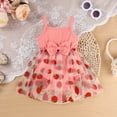 thumbnail image 4 of RMGVDSD Baby Girls 1St Birthday Outfit Spaghetti Straps Tulle Romper Dress Sleeveless Bowknot Bodysuit Strawberry Tutu Princess Dress 6-9 Months, 4 of 8