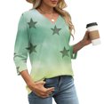 thumbnail image 6 of Cavosen Blouse for Women 3/4 Sleeve V Neck Cute Sweatshirt Star Lightweight Oversized Pullover Soft Spring Orleans Party Tops, 6 of 7