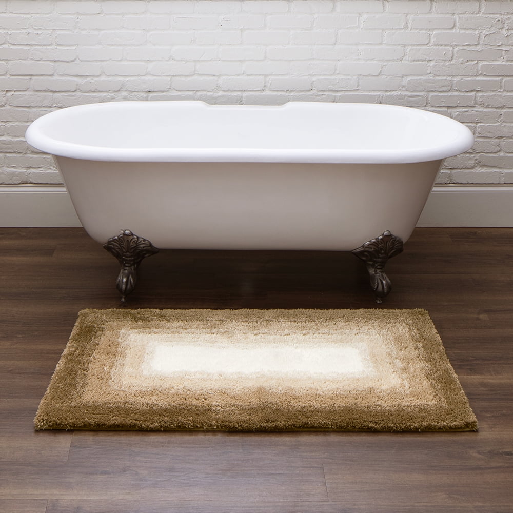Mohawk Home Ombre Plush Pile Stain/Fade Resistant Non-Slip Machine Washable Bath Mat, Barley, 1' 5" x 2'