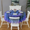thumbnail image 2 of Blue Purple Tie Dye Mandala Pattern Round Tablecloth 60"x60",Wrinkle Wipeable Table Cloth for Kitchen Dining Room Picnic Patio Party, 2 of 6