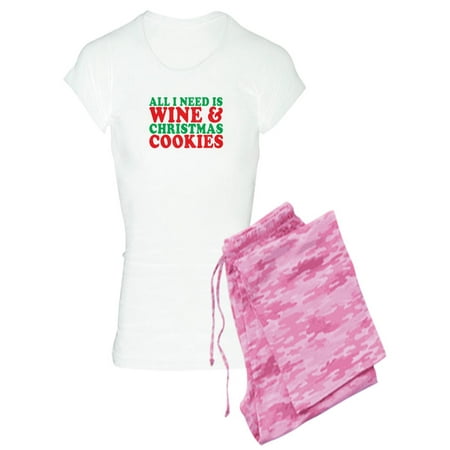

CafePress - All I Need Is Wine And Christmas Cookies Pajamas - Women s Light Pajamas