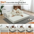 thumbnail image 3 of 78" Boneless Convertible Sleeper Sofa Bed, Holaki Corduroy Compression Folding Sofa with Pillow & 3 Seat, Fixed-Shape Frame, Floor Sofas Lounge Couch for Living Room Bedroom Apartment, White, 3 of 9