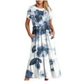 thumbnail image 1 of Pisexur Robe à Manches Courtes Col Rond Mode Femme Robe Imprimée Col Rond Blouse Femme, 1 of 4