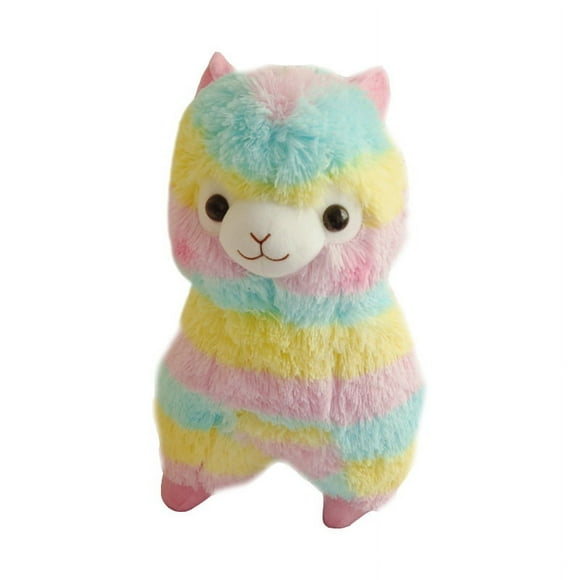Mythical Beast Rainbow Alpaca Plush Toy Anime Plush Doll Hugging Sleeping Plush Pillow for Home Decor, 13.78 inch